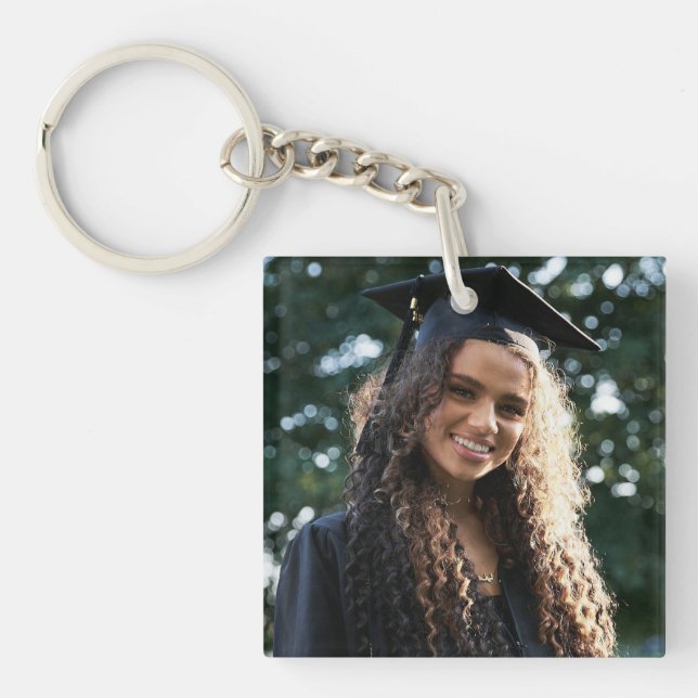Modern Keepsake Graduate Photo Key Ring (Front)