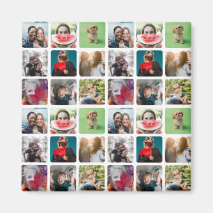 Modern Keepsake Photo Collage Pattern Magnet