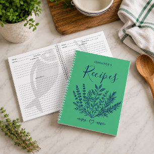 Modern Kelly Green Family Cookbook Notebook