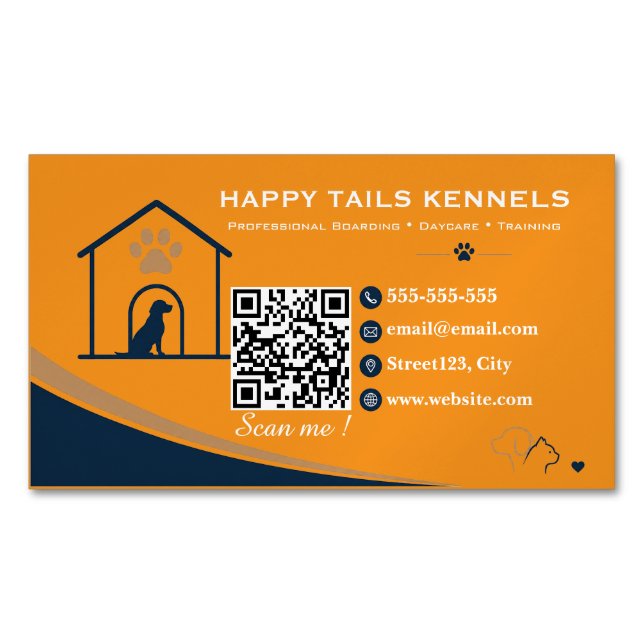 Modern Kennel QR Code   Magnetic Business Card (Front)