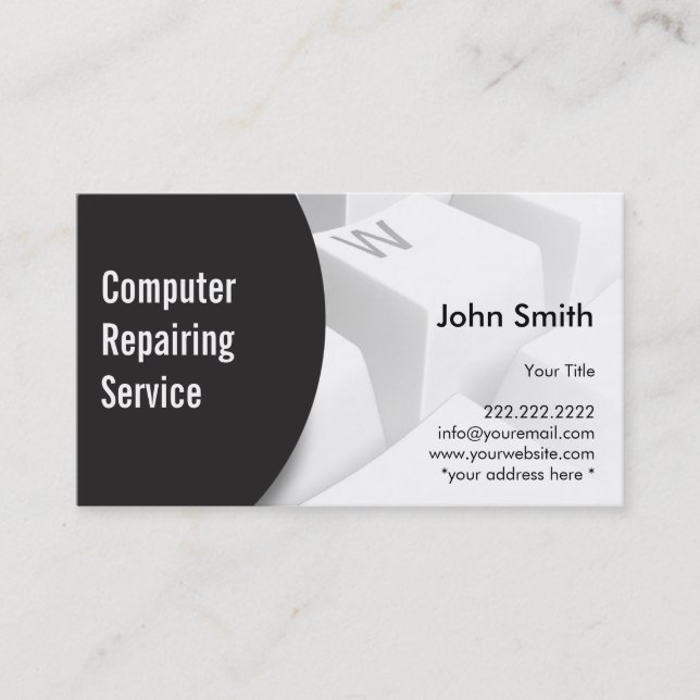 Modern Keyboard Computer Repairing Businss Card (Front)