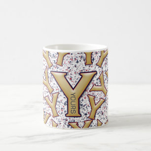 Modern Khaki & Navy Blue Red Customized Monogram   Coffee Mug