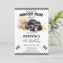 Modern Kids Black Monster Trucks Birthday