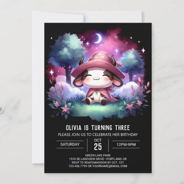  Modern Kids Cow Birthday Invitation (Front)