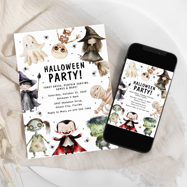 Modern Kids Halloween Party Invitation (Creator Uploaded)