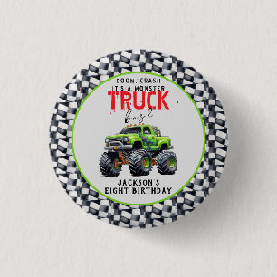 Modern Kids Monster Truck Birthday Party 3 Cm Round Badge