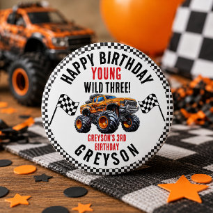 Modern Kids Monster Trucks Birthday Party 7.5 Cm Round Badge