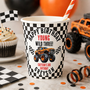 Modern Kids Monster Trucks Birthday Party Paper Cups
