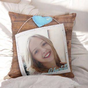 Modern kids personalised photo cushion