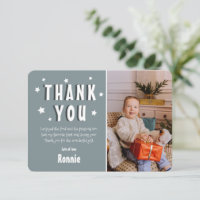 Modern Kids Photo Birthday | Star Thank You Card