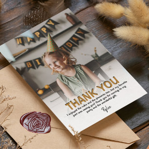 Modern Kids Photo Birthday   Thank You Card