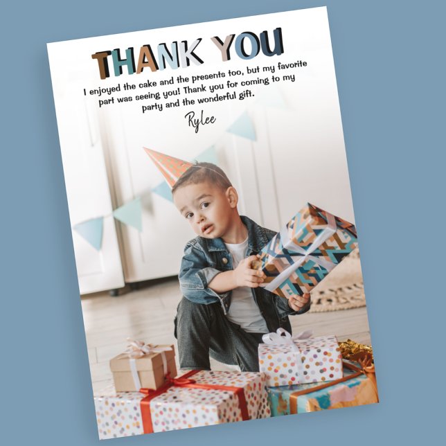 Modern Kids Photo Birthday | Thank You Card (Creator Uploaded)