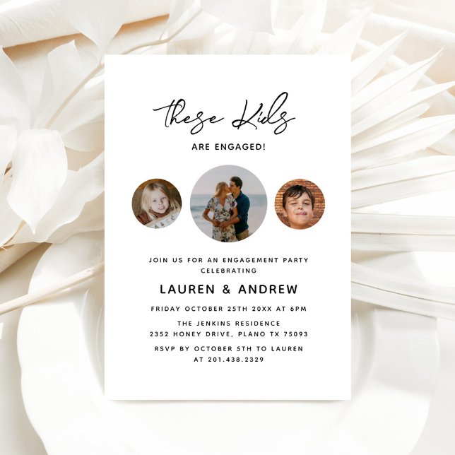Modern Kids Photo Funny Script Engagement Party Invitation (Creator Uploaded)