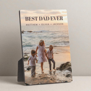 Modern Kids Photo Names Personalised Best Dad Ever Plaque