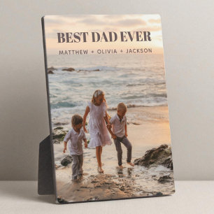 Modern Kids Photo Names Personalised Best Dad Ever Plaque