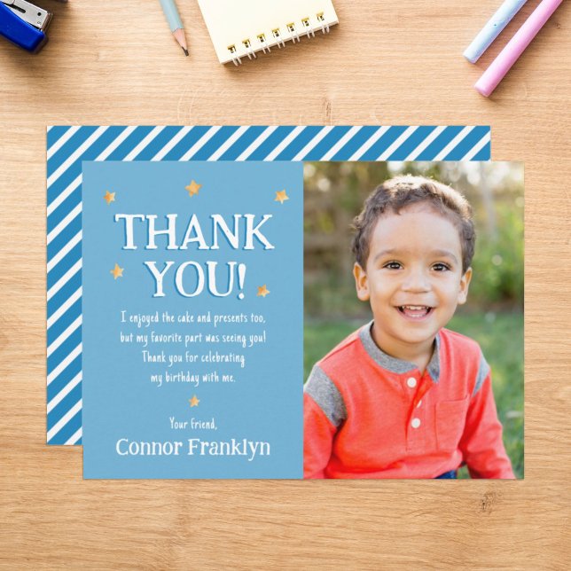 Modern Kids Photo Stars Thank You Card (Creator Uploaded)