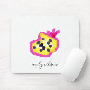 Modern Kids Pink Yellow Hand Drawn Passion Fruit Mouse Pad