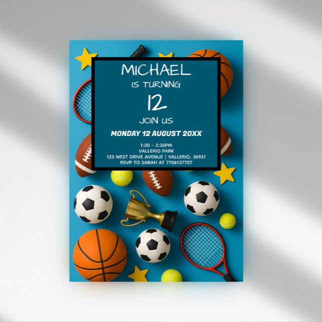 Modern Kids Sports Birthday Invitation (Creator Uploaded)