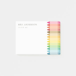 Modern Kids Teacher Colorful Rainbow Crayon Colors Post-it Notes