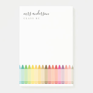 Modern Kids Teacher Colourful Rainbow Crayon Colou Post-it Notes