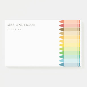 Modern Kids Teacher Colourful Rainbow Crayon Colou Post-it Notes