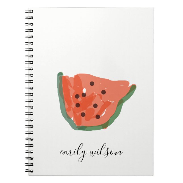 Modern Kids Teacher Hand Drawn Watermelon Fruit Notebook (Front)
