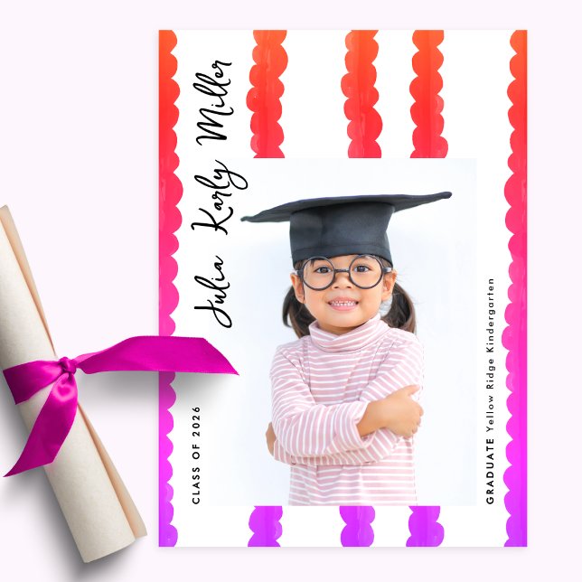 Modern Kindergarten Photo Class of 2026 Graduation Announcement (Creator Uploaded)