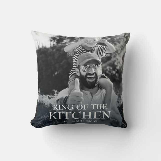 Modern King of the Kitchen Photo | Name Custom Cushion (Front)