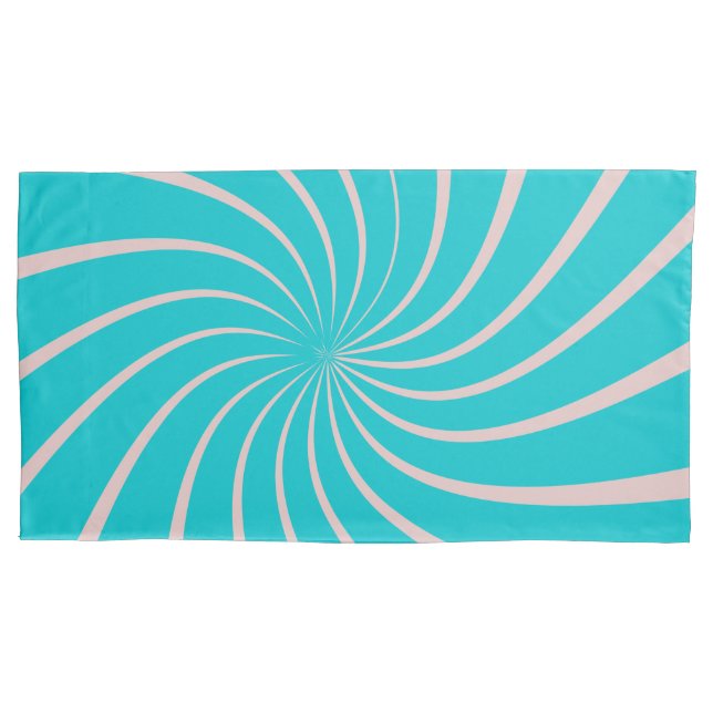 Modern king size colourful geometric blue pink chi pillowcase (Front)