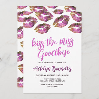 Modern Kiss The Miss Goodbye Bachelorette Invitation