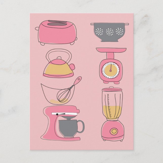 Modern Kitchen Appliances Illustration Marketing P Postcard (Front)