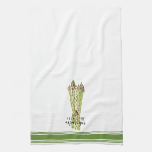 Modern Kitchen Asparagus pun art towel