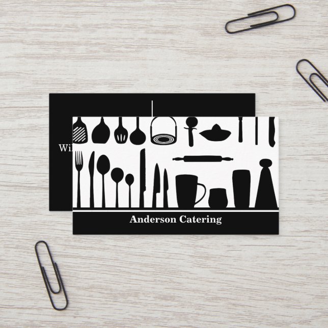 Modern Kitchen Catering Business Card (Front/Back In Situ)