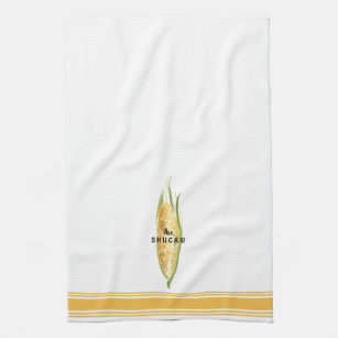 Modern Kitchen Corn pun art towel