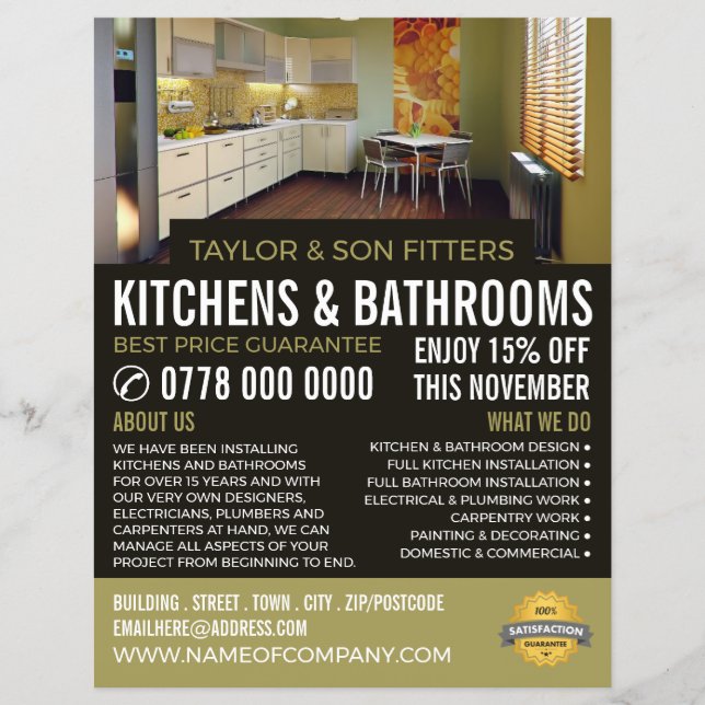 Modern Kitchen Design, Kitchen & Bathroom Fitter Flyer (Front)