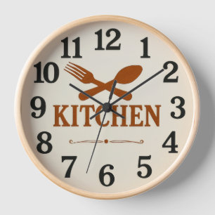 Modern Kitchen Wall Clock with Spoon and Fork Desi