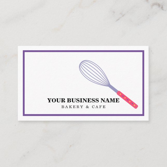 Modern Kitchen Whisk Bakery Business Card (Front)