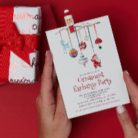 Modern Kitsch Watercolor Ornament Exchange Party
