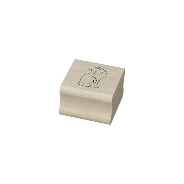 Modern Kitty Cat Outline Rubber Stamp (Stamp)