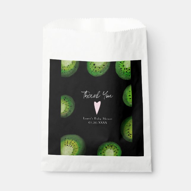 Modern Kiwi Fruit - Watercolor Thank You Favour Bag (Front)