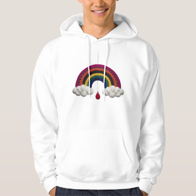 Modern Knitted Rainbow Cloud Drop Art Pullover (Front)