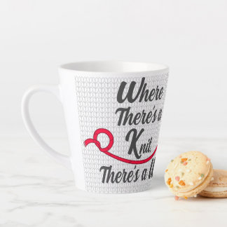 Modern Knitting Heart  Latte Mug