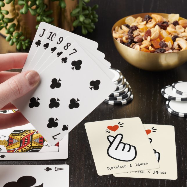 Modern Korean Love Symbol Personalised Playing Cards (In Situ)