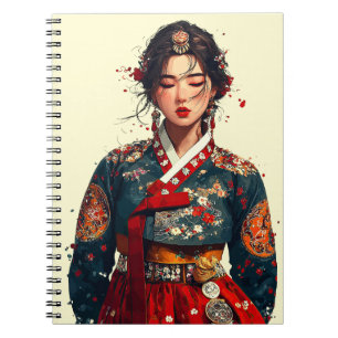 Modern Korean Woman in Hanbok Portrait Notebook