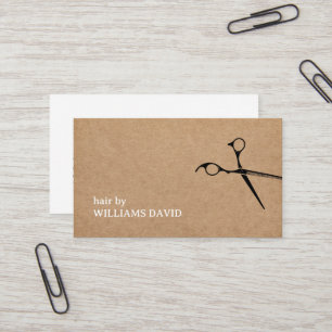 Modern Kraft Black Scissors Hair Stylist Business Card