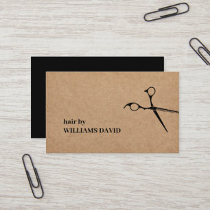 Modern Kraft Black Scissors Hair Stylist Business  Card