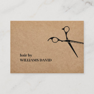 Modern Kraft Black Scissors Hair Stylist Business Card