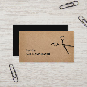 Modern Kraft Black Scissors Hair Stylist  Business Card