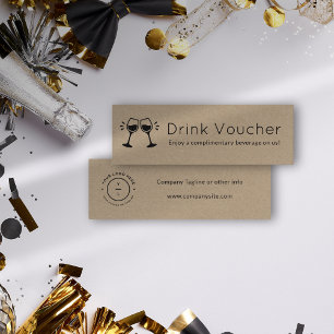Modern Kraft Brown Cheers Glasses Drink Ticket