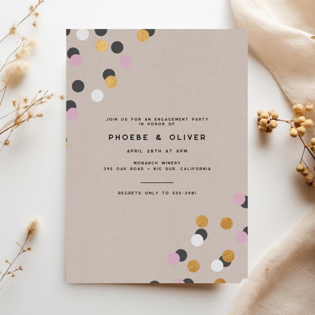 Modern Kraft Confetti Engagement Party  Invitation (Creator Uploaded)